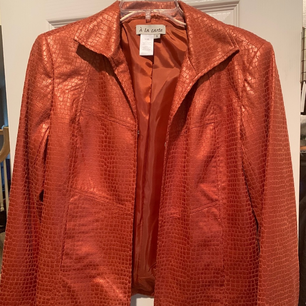 A la Carte Tangerine Faux Leather Jacket